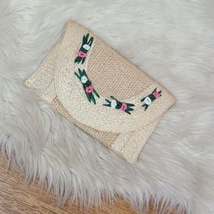 Vintage straw raffia clutch spring mini bag